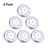 6pcs pir sensor night lights 6leds infrared motion led bulb auto on and off closet battery power for cabinet stairs wall lamp