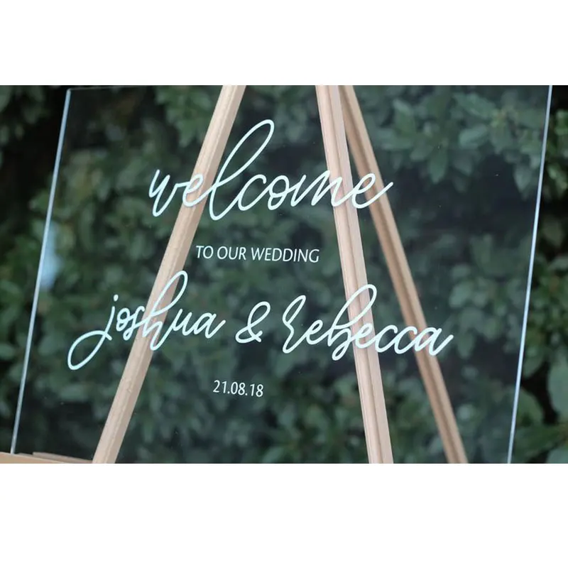 Персонализированные акрил Свадьба Добро пожаловать с указательной надписью