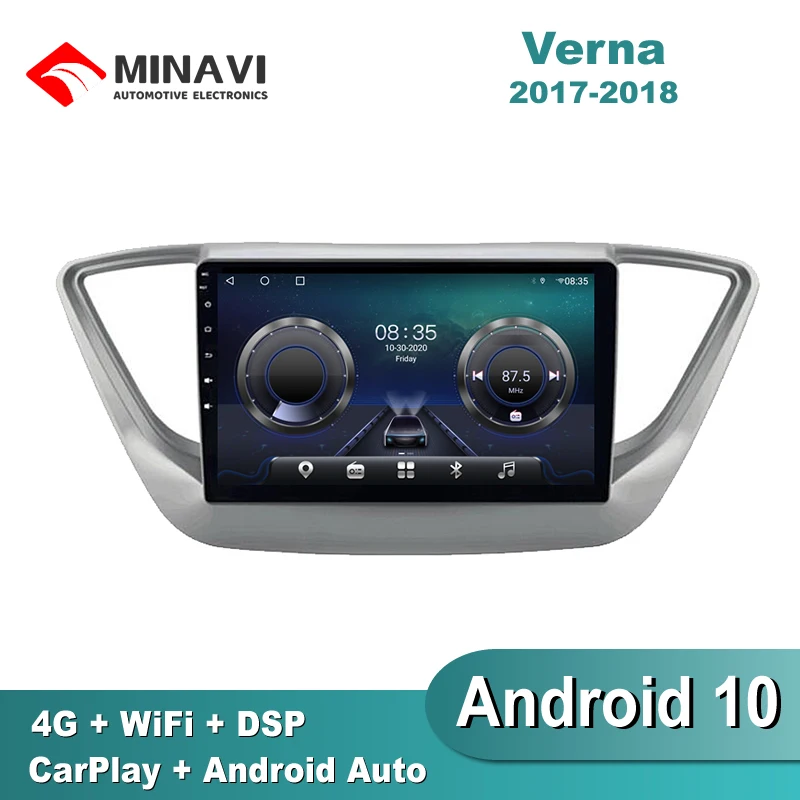 9 'ɽSP Android 10 для HYUNDAI Accent Verna 2016-2018 серебристый автомобильный радиоприемник
