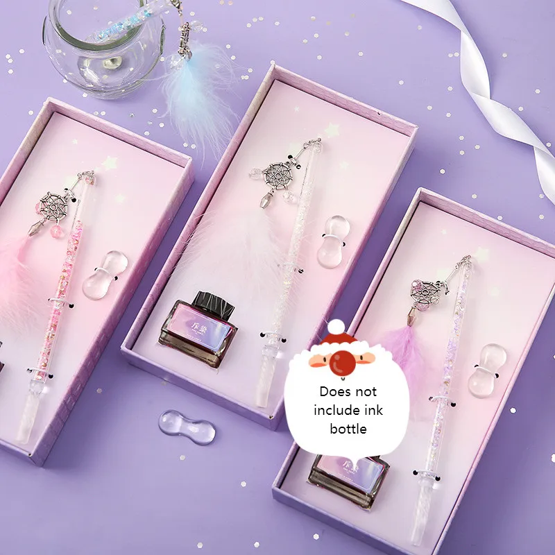 Ручка перьевая Dreamnet стеклянная со стразами набор в подарочной коробке подарок