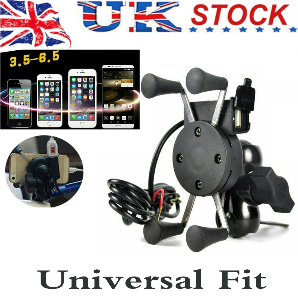 

Motorcycle Handlebar Mobile Phone Holder GPS Stand Bracket Aluminum Alloy Bicycle USB Charger X-Shaped Cell Phone Mount Holder