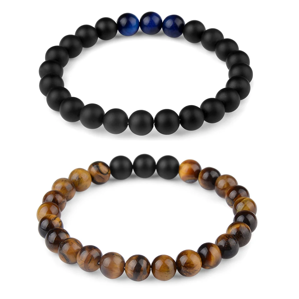 

Chanfar 8mm Matte Tiger Eye Lava Crystal Beaded Stone Bracelet For Women Men Jewelry