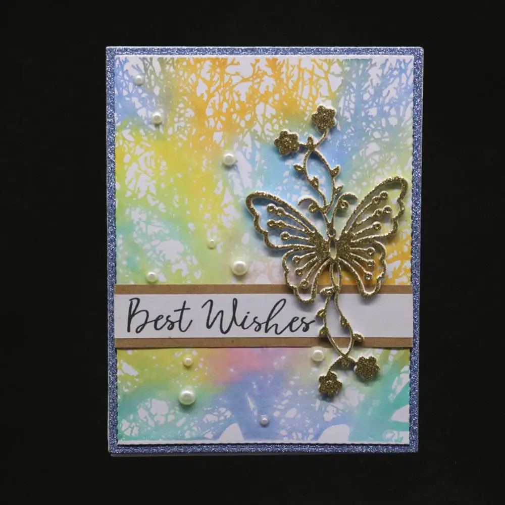 Ажурный цветок рамка с бабочкой резка металла штампы Трафарет DIY Бумага карточка