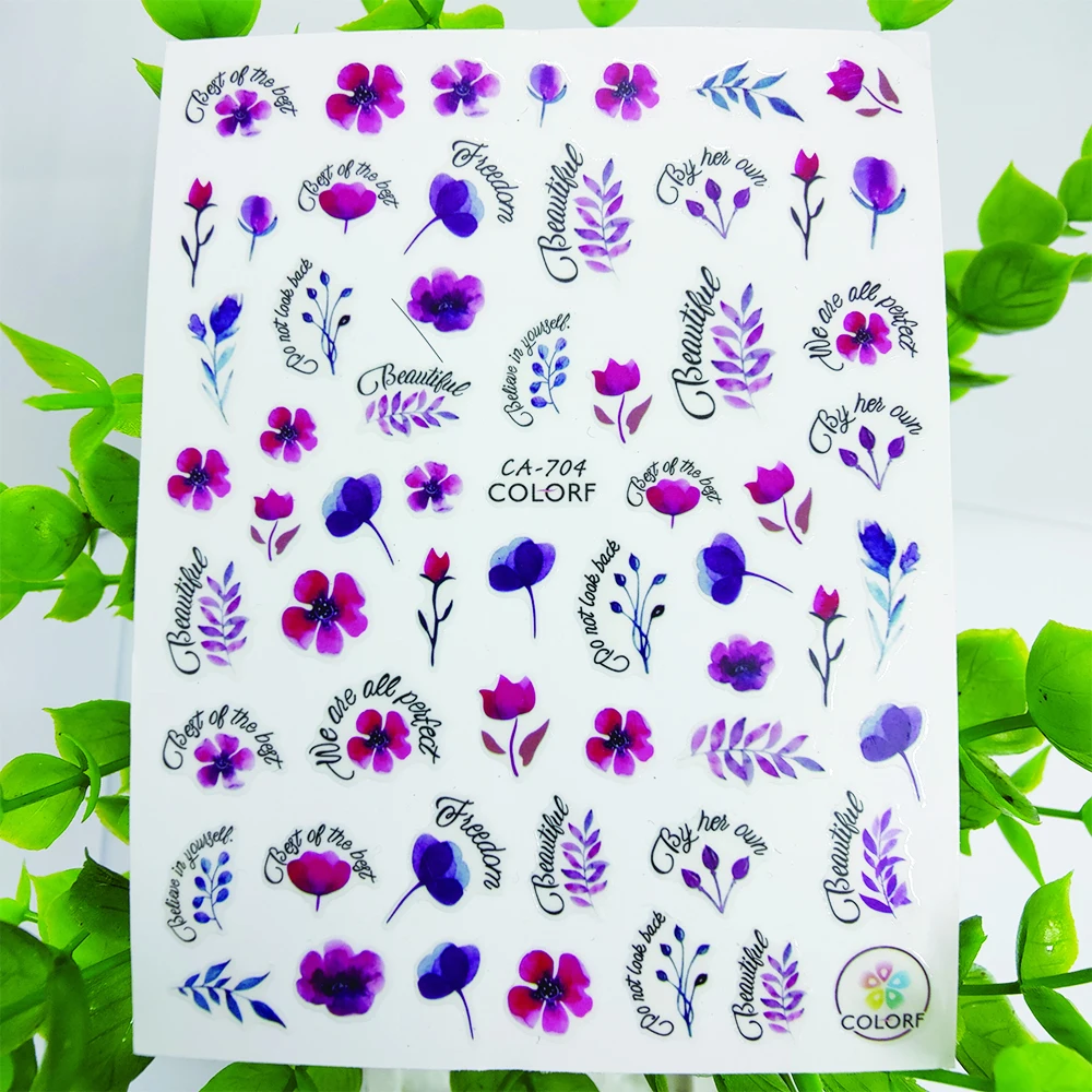 

New Stickers for Nails Beautiful Watercolor Flowers 3D Nail Sticker Art Decorations Sliders Foil Design Manicure Adhesive Decals