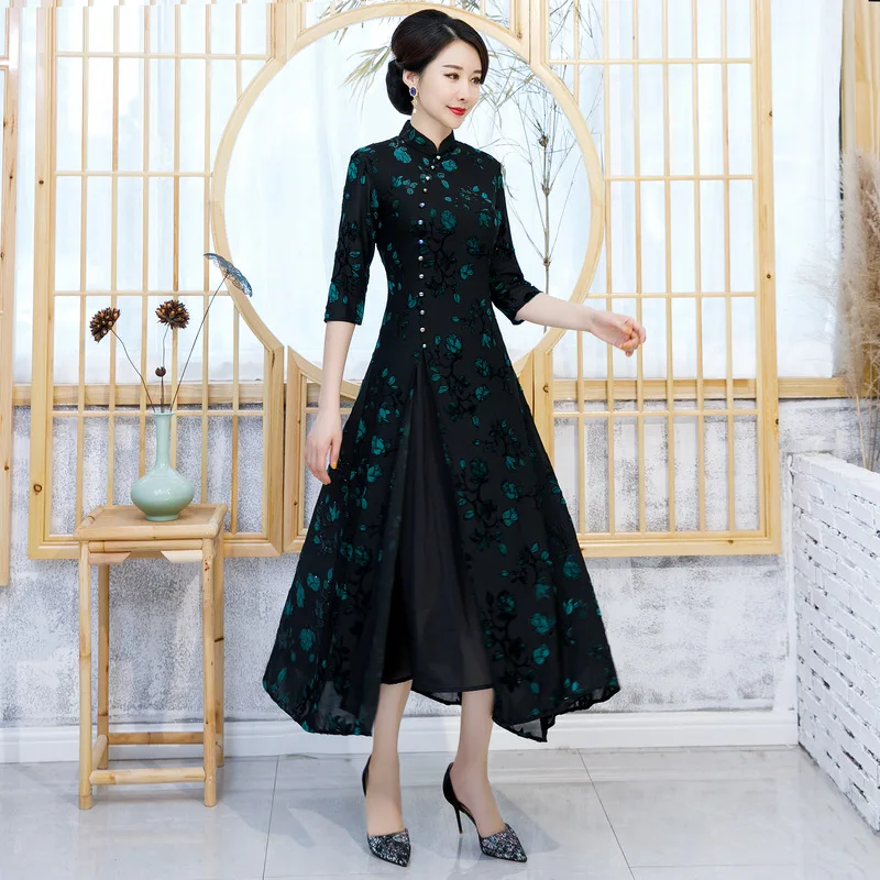 Новое поступление в китайском стиле для Женщин Шелковое Cheongsam Qipao Элегантный