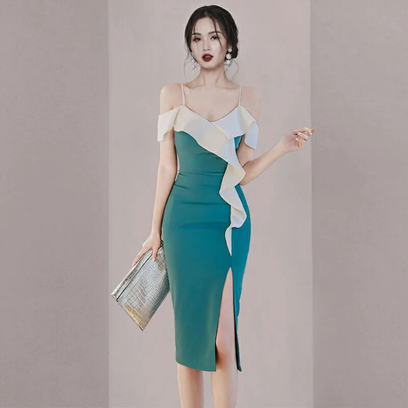 Летние платья облегающее женское платье с оборками элегантное винтажное