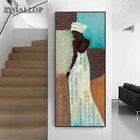 Винтажные африканские настенные художественные плакаты и принты черная женщина картина маслом проход настенные картины для гостиной богемный Декор