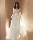 Винтажные богемные свадебные платья в стиле бохо 2020 свадебное платье для невесты с длинным рукавом-фонариком ТРАПЕЦИЕВИДНОЕ платье для невесты