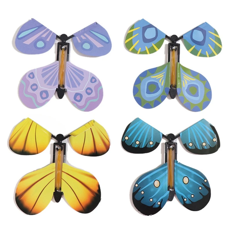 

10 Pcs Flying in the Book Fairy Rubber Band Powered Wind Up Butterfly Toy Gifts 97BC