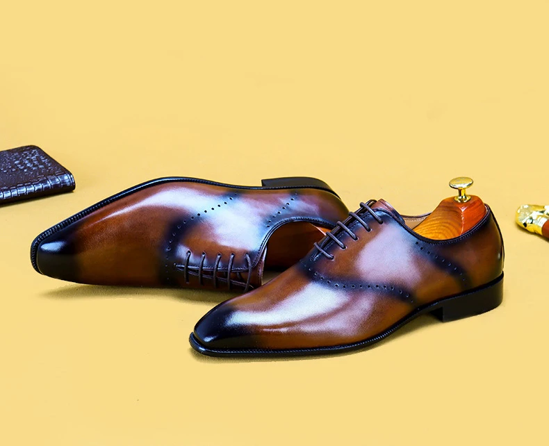 Новые мужские вечерние туфли ручной работы с острым носком модельные из