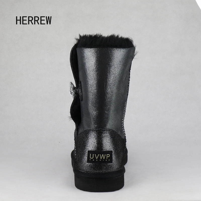 Новые модные зимние сапоги HERREW из натуральной овечьей кожи с натуральным мехом