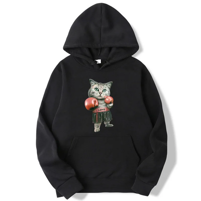 

Fashion Brand Men's Hoodies cotton blend Boxing cat Printed Spring Autumn Male Casual hip hop Hoodies Sweatshirts Men Hoodies