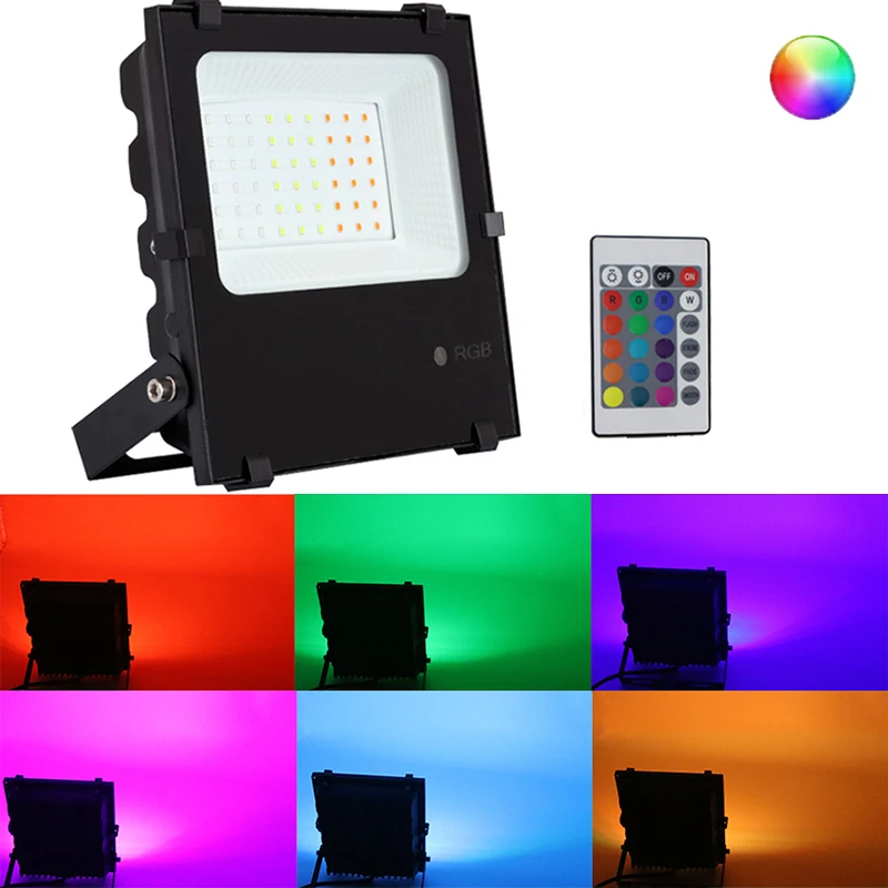 

Светодиодный прожектор Открытый RGB пульт дистанционного управления водонепроницаемый настенный светильник сад бассейн придорожный декор...