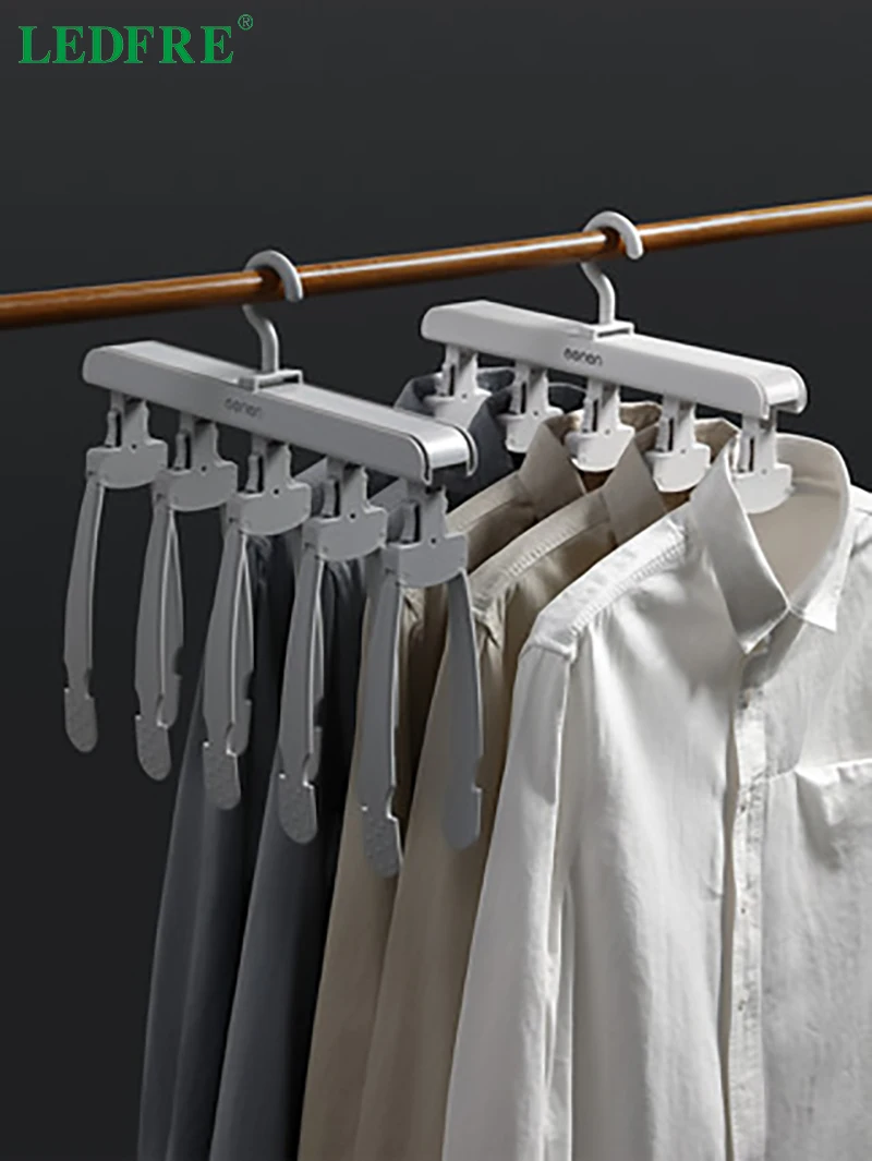

LEDFRE clothes hanger velvet hangers Multifunctional folding household wardrobe storage artifact seamless support hook LF71059B