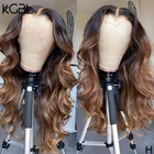 KGBL цветные Т-образные волнистые кружевные передние человеческие волосы парики 180% плотность 8 ''-24'' бразильские с детскими волосами не-Remy Парики Средний коэффициент