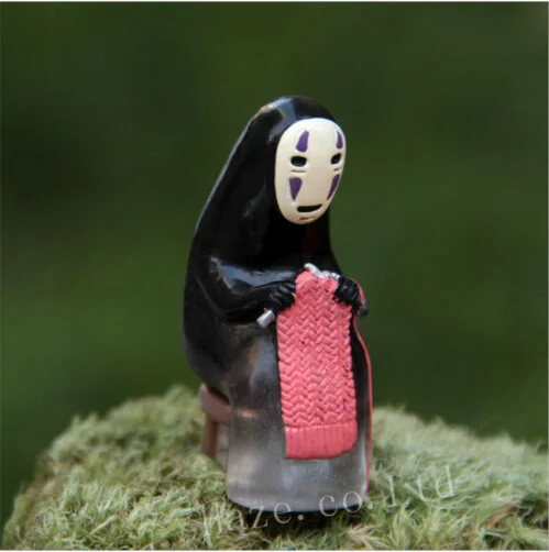 

Hayao Miyazaki Ghibli Spirited Away No-face Knitting Basket 5cm Resin Miniature Model Figure Statue Toy No Box Kids Gift