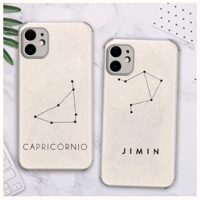 

constellations zodiac signs Phone Case Lambskin Leather For iphone 12 11 8 7 6 XR X XS PLUS MINI PLUS PRO MAX Shockproof