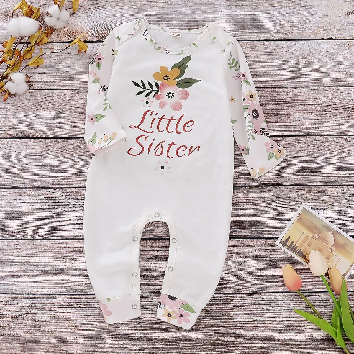 Baby Girls Clothes Long Sleeve Cotton Floral Printed Romper Jumpsuit 1PCS Outfit Kids Clothing for 0-24M | Детская одежда и обувь