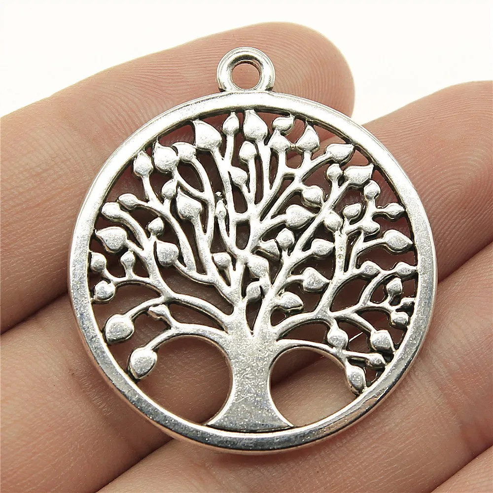

2pcs 38x34mm Antique Silver Color New Round Tree Of Life Charms For Jewelry Making B13479
