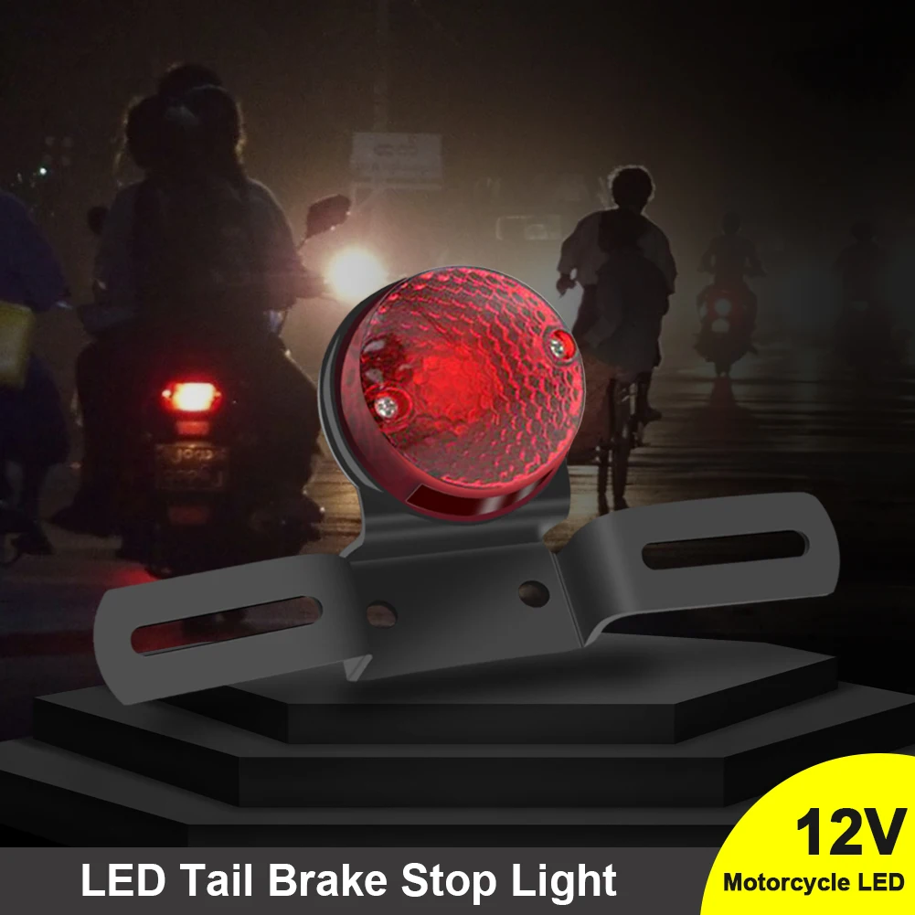 

SUHU Motorcycle LED Retro Red Rear Tail Brake Stop Light Lamp W/ License Plate Mount for Harley Honda Suzuki Chopper Bobber 12V