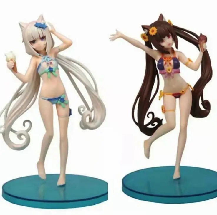 

BINGing NEKOPARA Vanilla & Chocolate Swimming Icecream Swimming Suit PVC Figure Model Toys