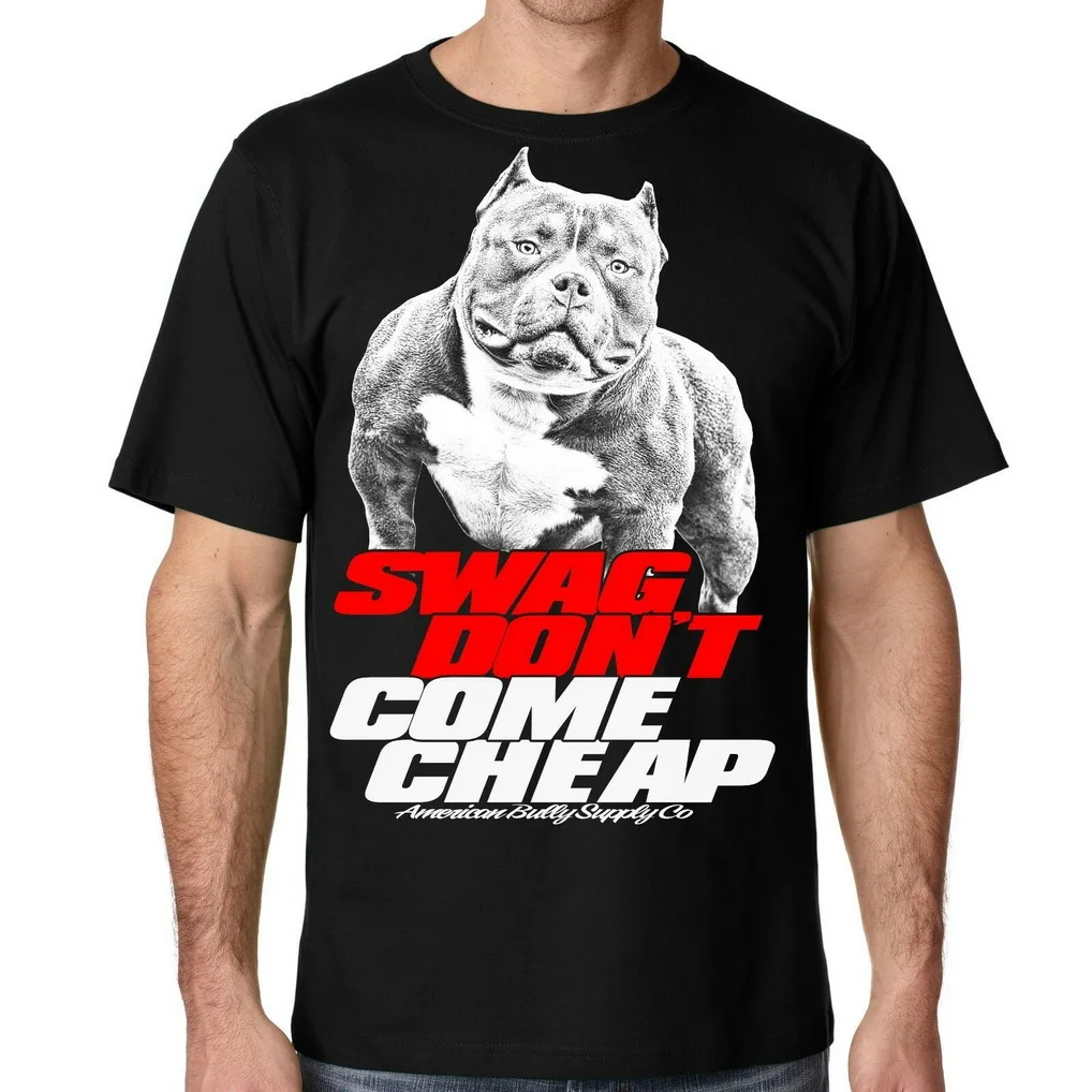 Мужская черная футболка Pitbull Swag Don Come дешевая Футболка с принтом Bully Breed от Sm Thru