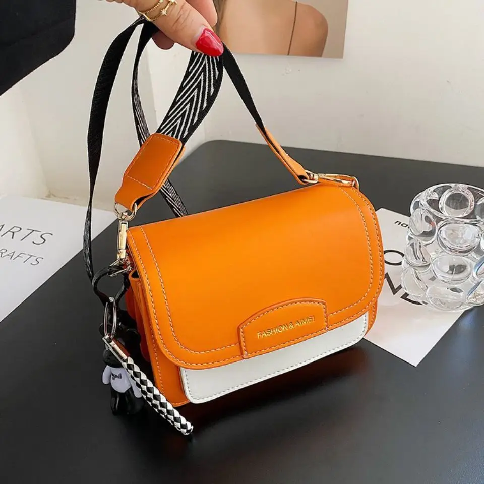 Женская Повседневная сумка через плечо с контрастными цветами модная брендовая