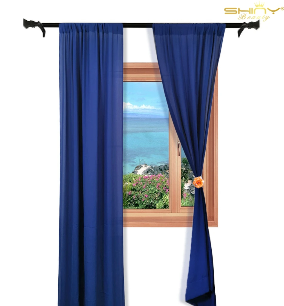 Синяя Современная Короткая занавеска для кухни 72 дюйма s 36x72 дюймов Тюль шифон фон