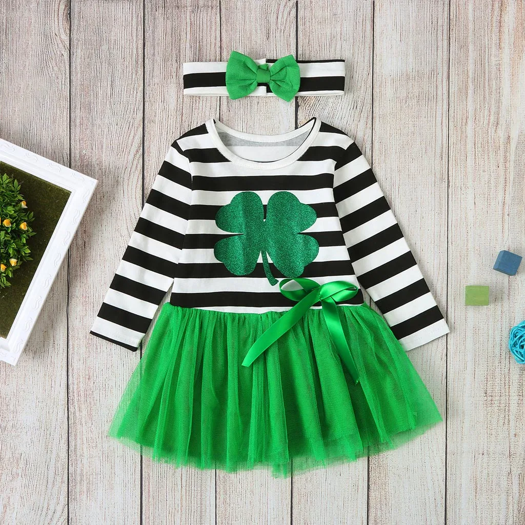 Детский костюм из 2 предметов для малышей Одежда в полоску с принтом девочек