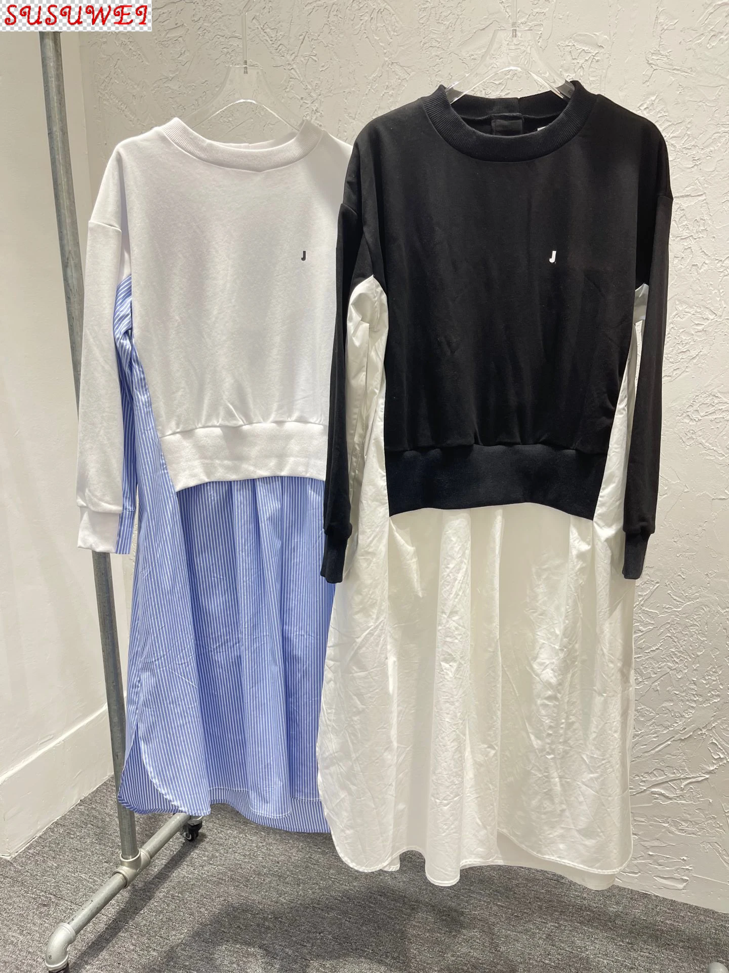 

Luxury Design 2021 Spring Summer Minimalist Casual Street Style Loose Shirt Hoodie Dress
