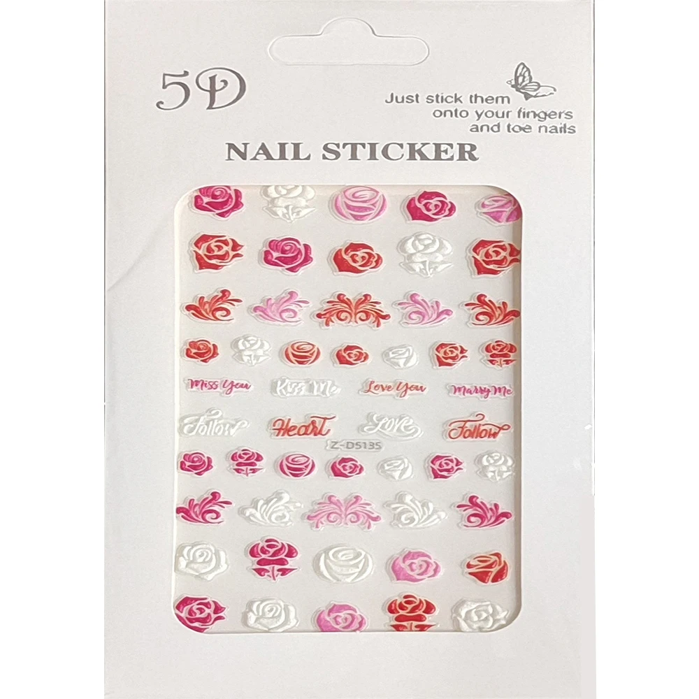 10PCS 5D LOVE Font Star Nail Art Sticker Color Heart Shaped Nail Art Slider Nail Decoration Decal ZD 5139 enlarge