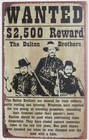 Dalton Brothers Wanted постер оловянный знак металлический Западный Забавный бар Настенный декор Ohw