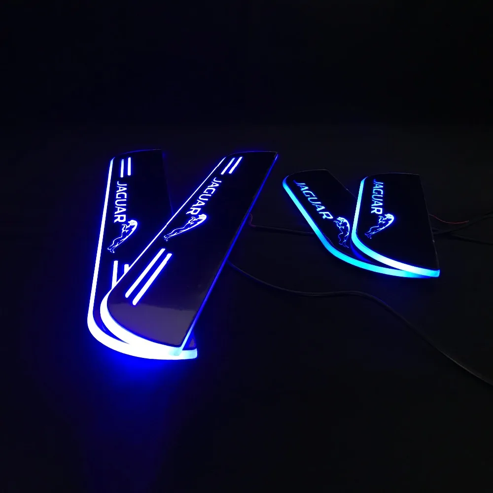 RQXR led движущиеся двери потертости для jaguar xf динамический порог пластина плоский накладной поток/фиксированный свет, 4 шт