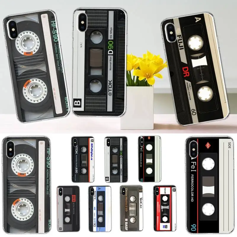 

RETRO CASSETTE TAPE vintage Phone Case Transparent soft For iphone 12 11 13 7 8 6 s plus x xs xr pro max mini