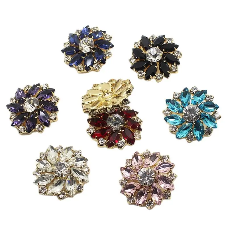 5 шт./лот стеклянные кнопки для рукоделия 26 мм с хвостовиком одежды со стразами