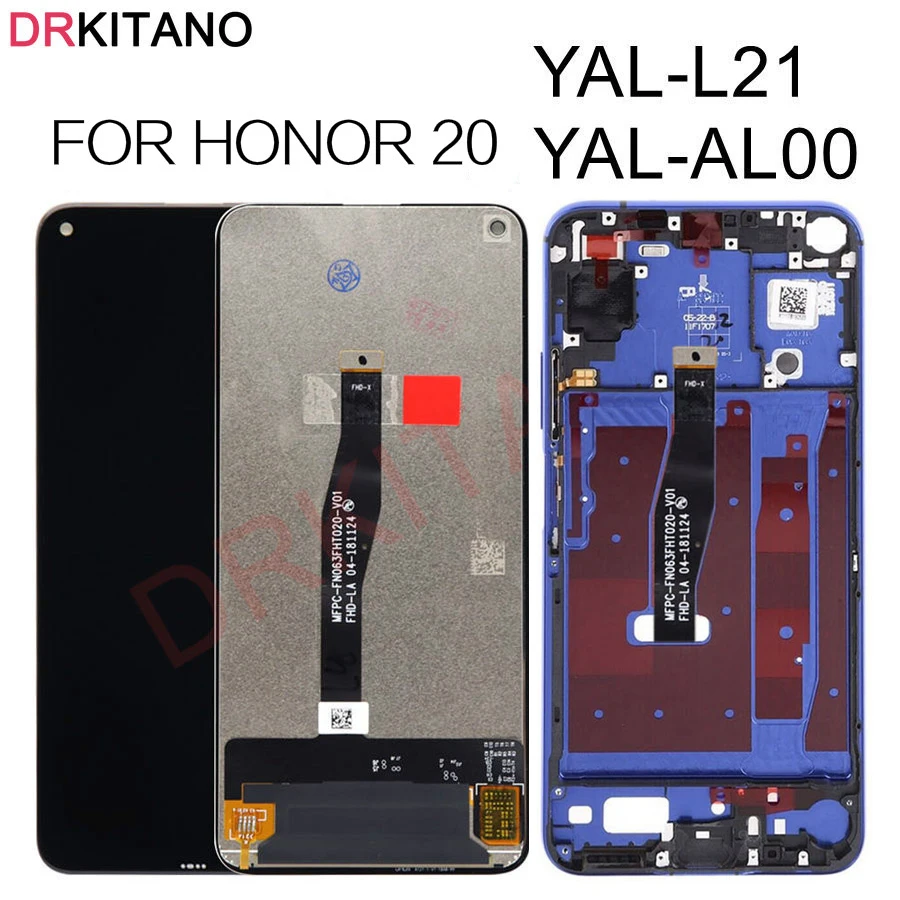 Дисплей для huawei Honor 20 lcd дисплей кодирующий преобразователь сенсорного экрана в сборе с рамкой для huawei Honor 20 YAL-L21 lcd