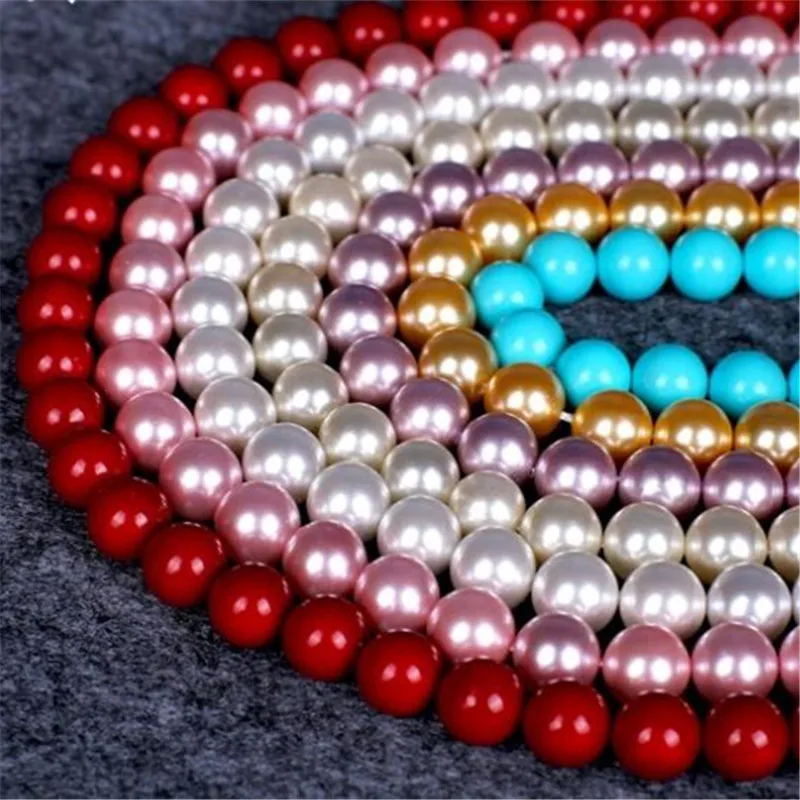 6/8/10/12mm Shell Mixed color Pearl Beads Suitable For Making Necklace Bracelets Various DIY High Quality Jewelry Delicate | Украшения и