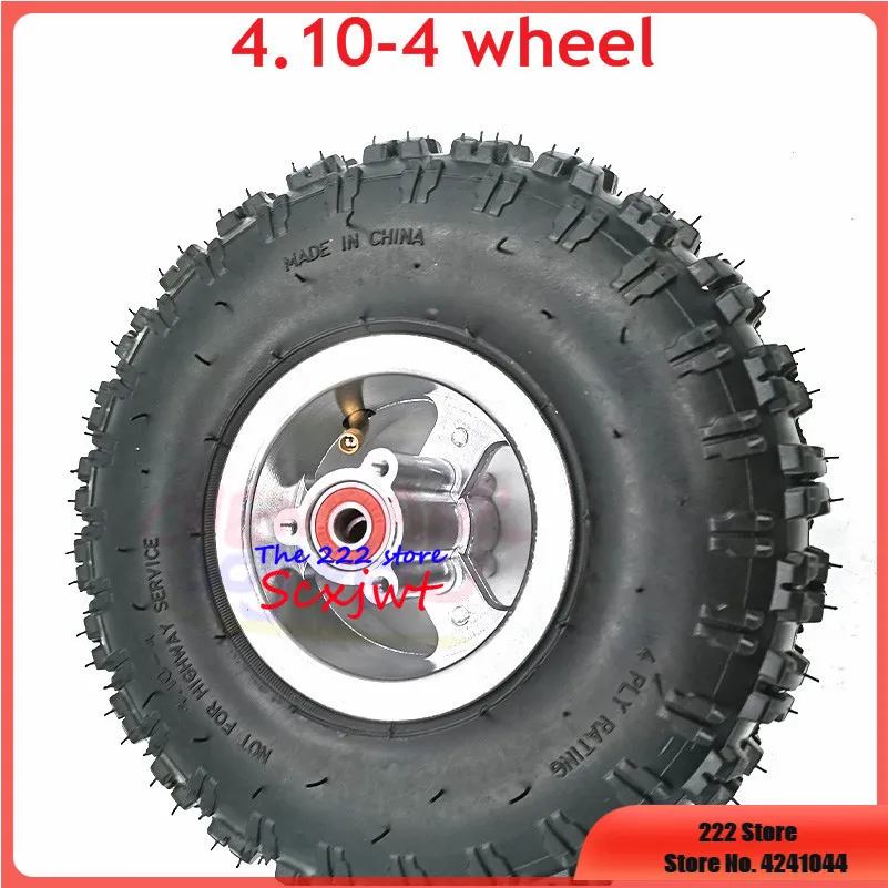 

4.10/3.50-4 Pneumatic Tyre Wheel 4.10-4 Tube Outer Tire with 4 Inch Wheel Rim for 49cc Mini Quad Dirt Bike Scooter ATV Buggy