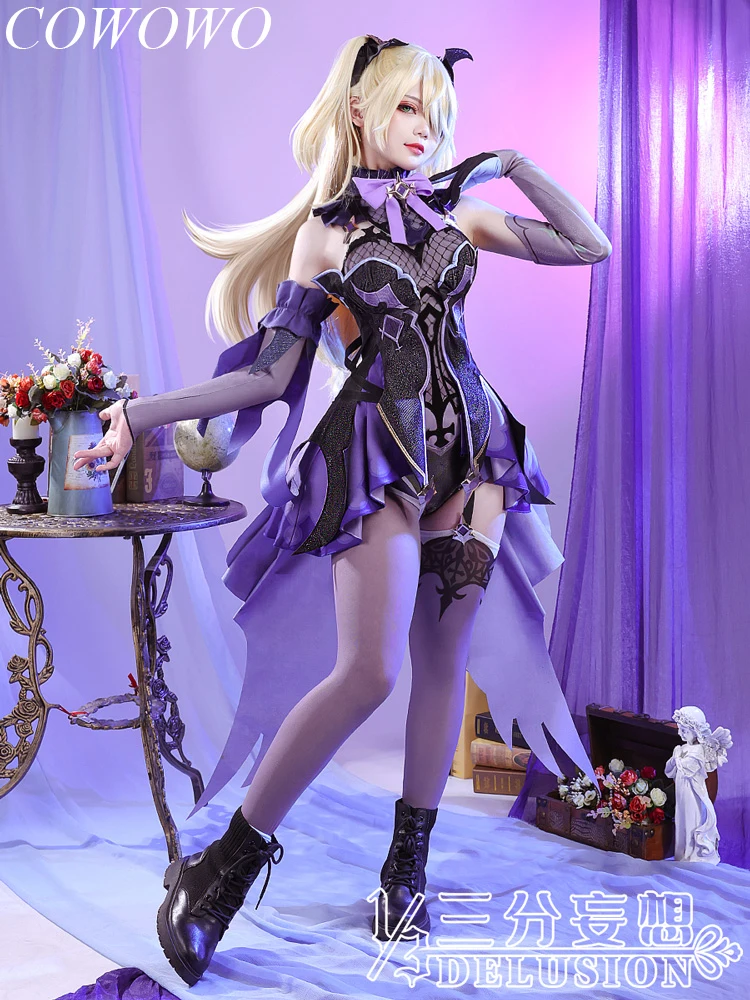 

COWOWO Anime! Genshin Impact Fischl Game Suit Lovely Dress Uniform Cosplay Costume Halloween Carnival Role Play Outfit Women NEW