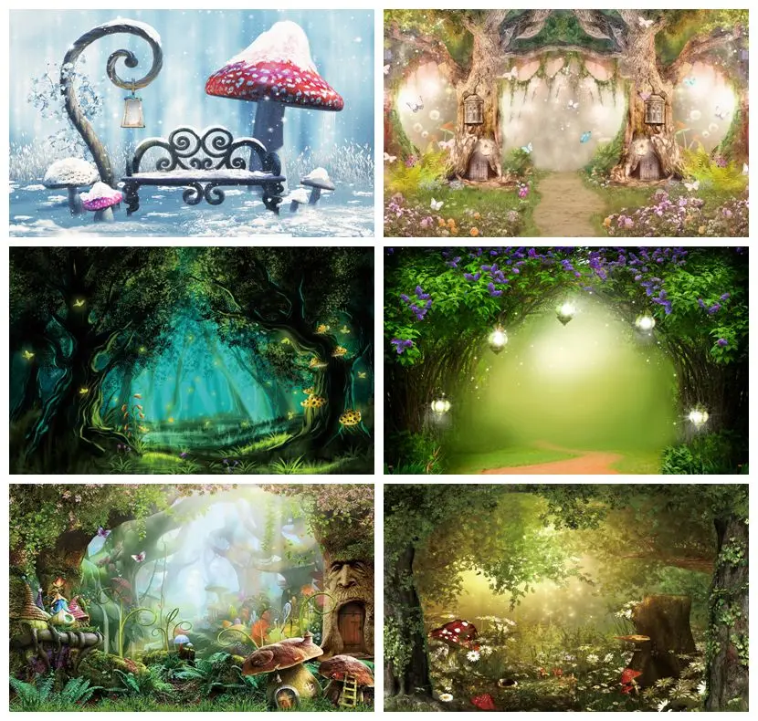 Сказочная страна чудес снег гриб скамья для детского дня рождения с рисунком из