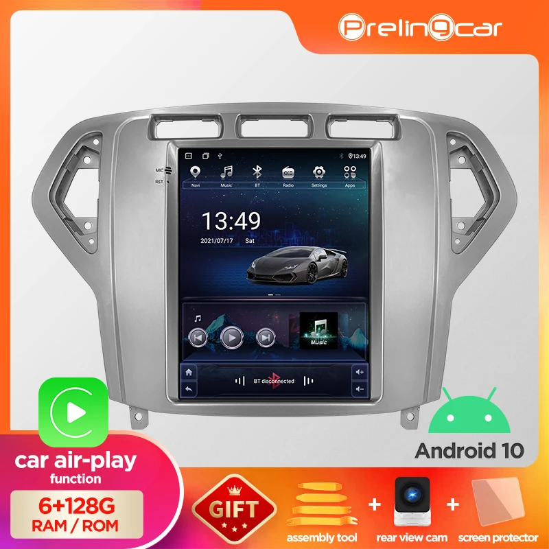 

Car Android 10 Radio Player For Ford Mondeo 2007-2010 Multimedia Video GPS Navigation For Tesla Style Vertical Screen IPS NO DVD