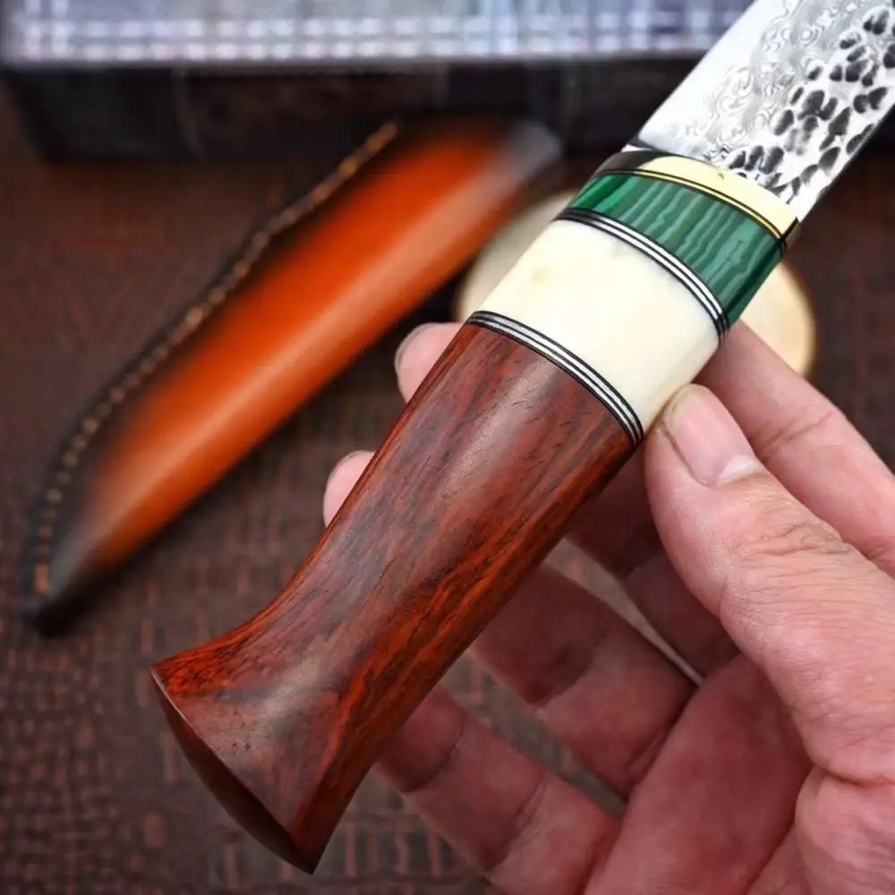 Нож из дамасской стали с фиксированной рукояткой тактические инструменты для