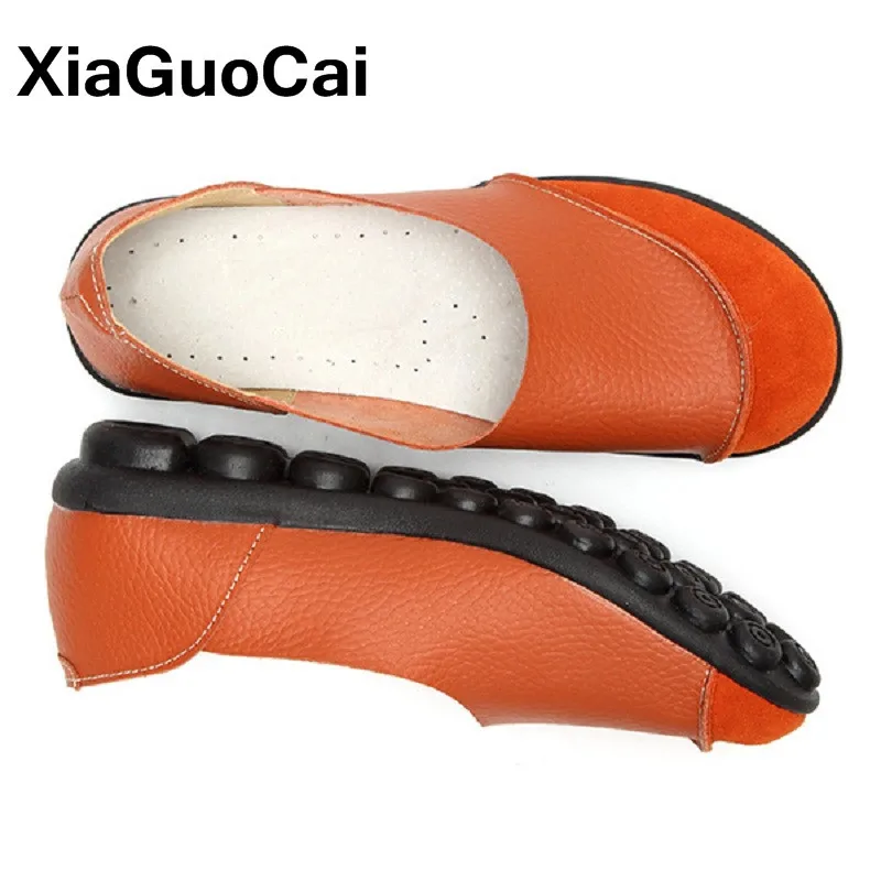 Women's Loafers Spring Autumn Gommino Genuine Leather Female Casual Shoes Flats Breathable Slip-On Doug Shoes Big Size 35-43