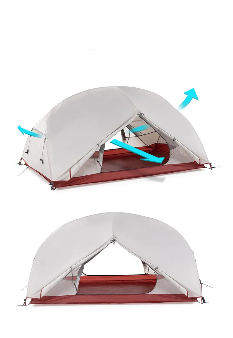 Naturehike открытый 2 3 человек 20D 210T нейлон водонепроницаемый Открытый Палатка алюминиевый стержень Сверхлегкий фиолетовый палатки pu4000мм коврик