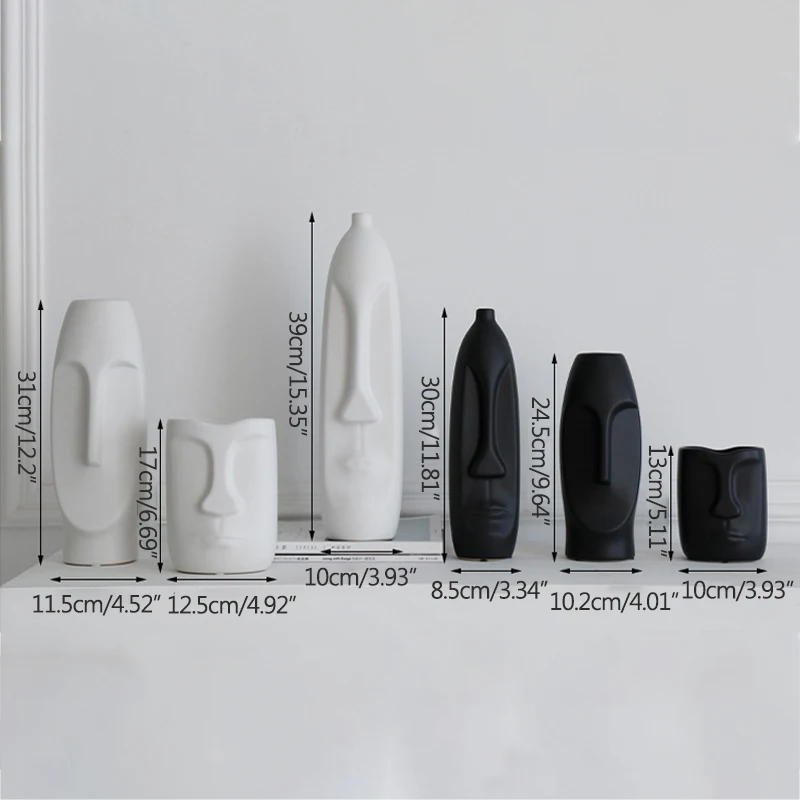 

Creative Flower Vase Human Face White Ceramic Vase Ornaments Crafts Gifts Home Furnishings Nordic Ceramic Vase Art Decoration