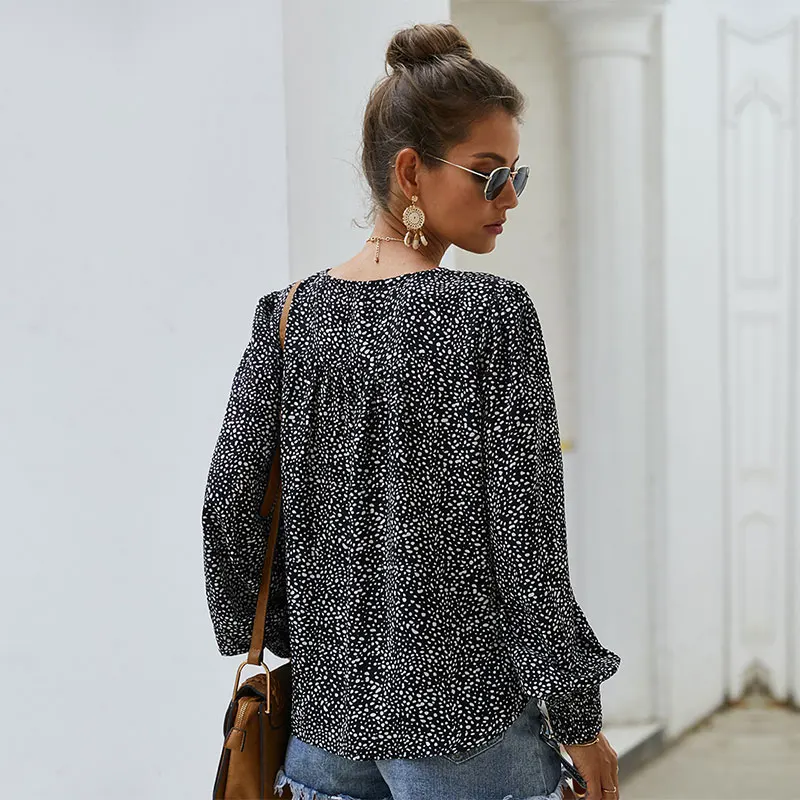 

Zoulv Women Casual V-neck Full Sleeve T Shirt Top Office Lady 2021 New Spring Summer Floral Print T Shirt