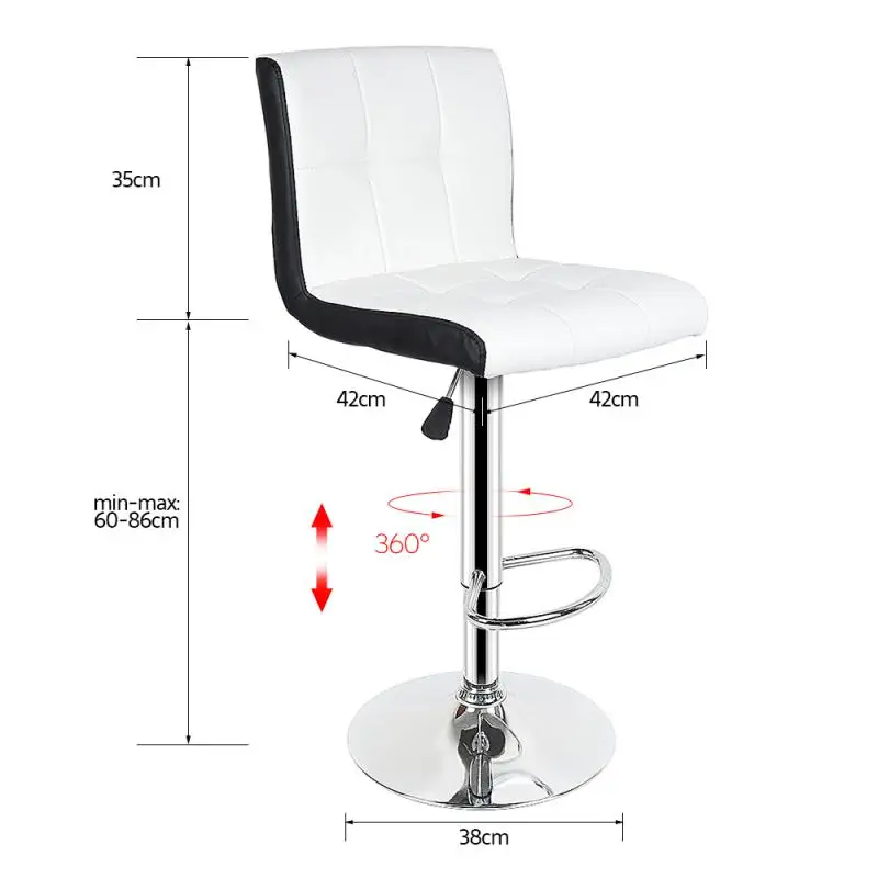 

2pcs/Set Leisure Synthetic Leather Swivel Bar Stools Chairs Height Adjustable Pneumatic Pub Chair White Swivel Bar Chair Home