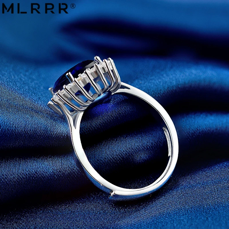 

Sterling 925 Silver Jewelries Elegant Simply Blue Zircons Rings