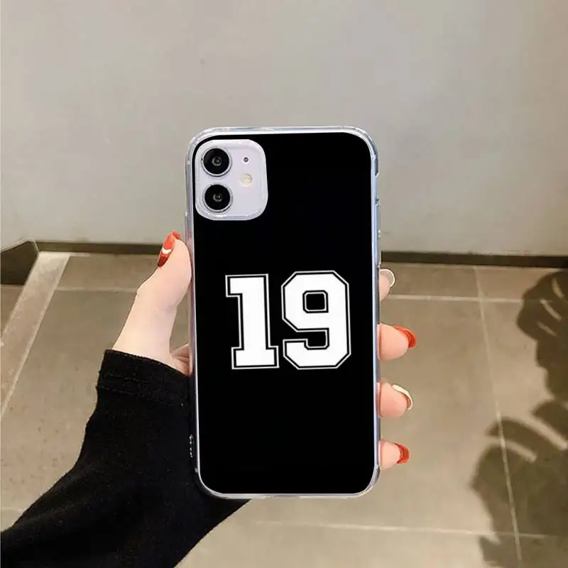 

Football Lucky number And letter Phone Case Transparent for iPhone 6 7 8 11 12 s mini pro X XS XR MAX Plus