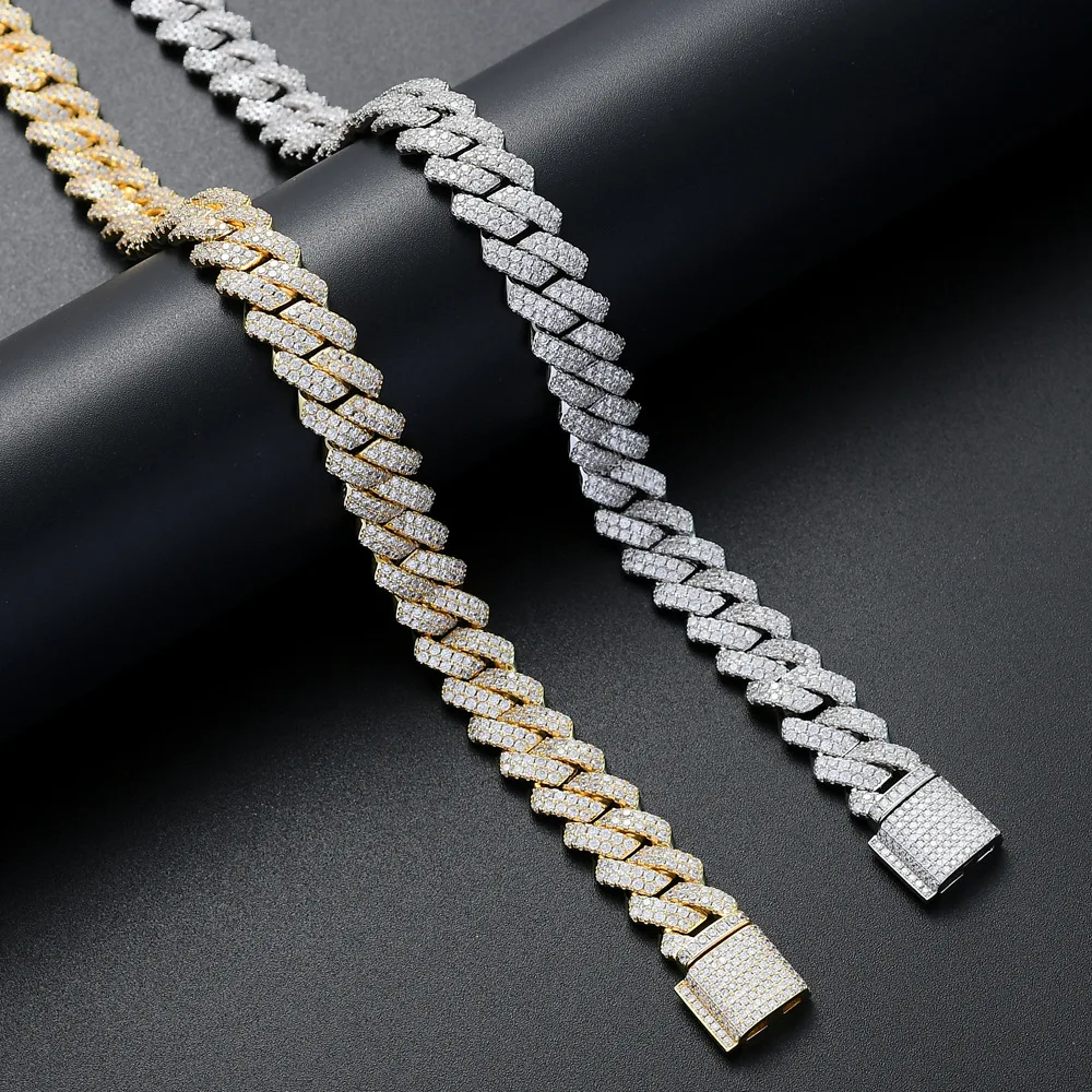 

14mm Miami Box Big Clasp Cuban Link Chain Silver Color Punk Necklace Iced Out Cubic Zirconia Bling Hip Hop Chain for Men Jewelry